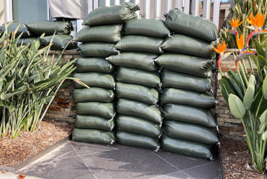 Sand bags preventing flood